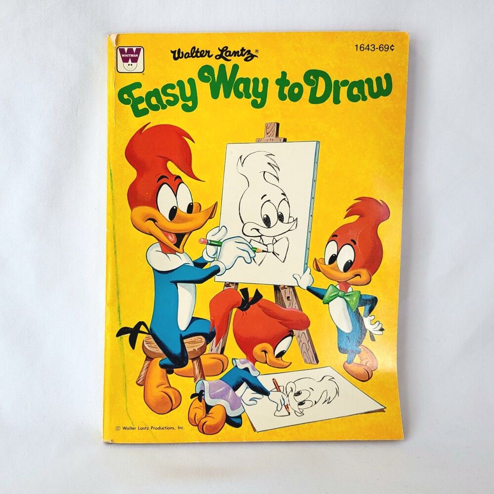 Walter Lantz Easy Way To Draw Woody Woodpecker Coloring Book Vintage 70s Yellow